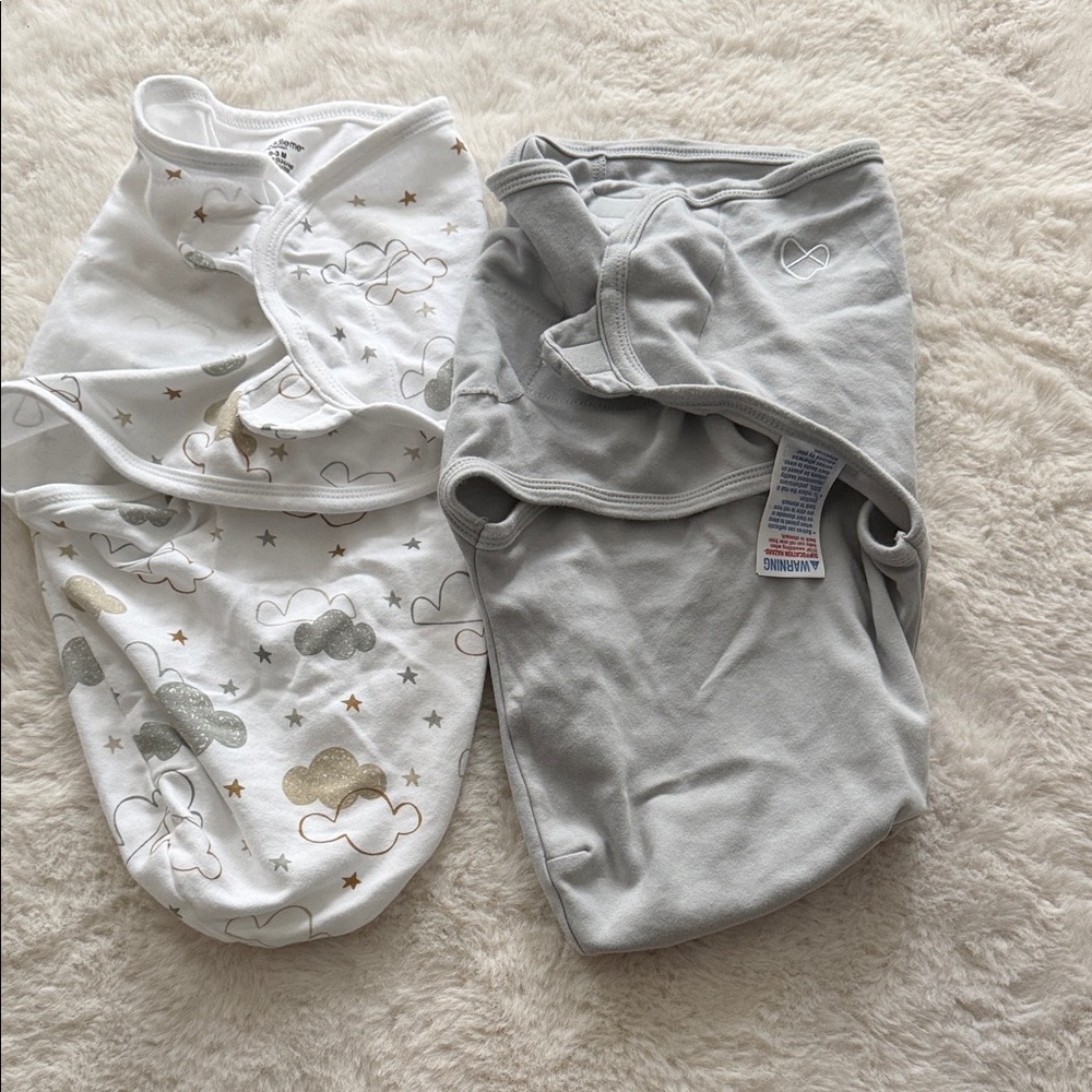 SwaddleMe Two-Pack Sleep Sacks in White Cloud Print & Gray